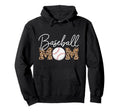 Baseball Mom Leopard Cursive Script Hoodie - Minimalist Print Men Women - T-Shirt, Sweatshirt, Hoodie