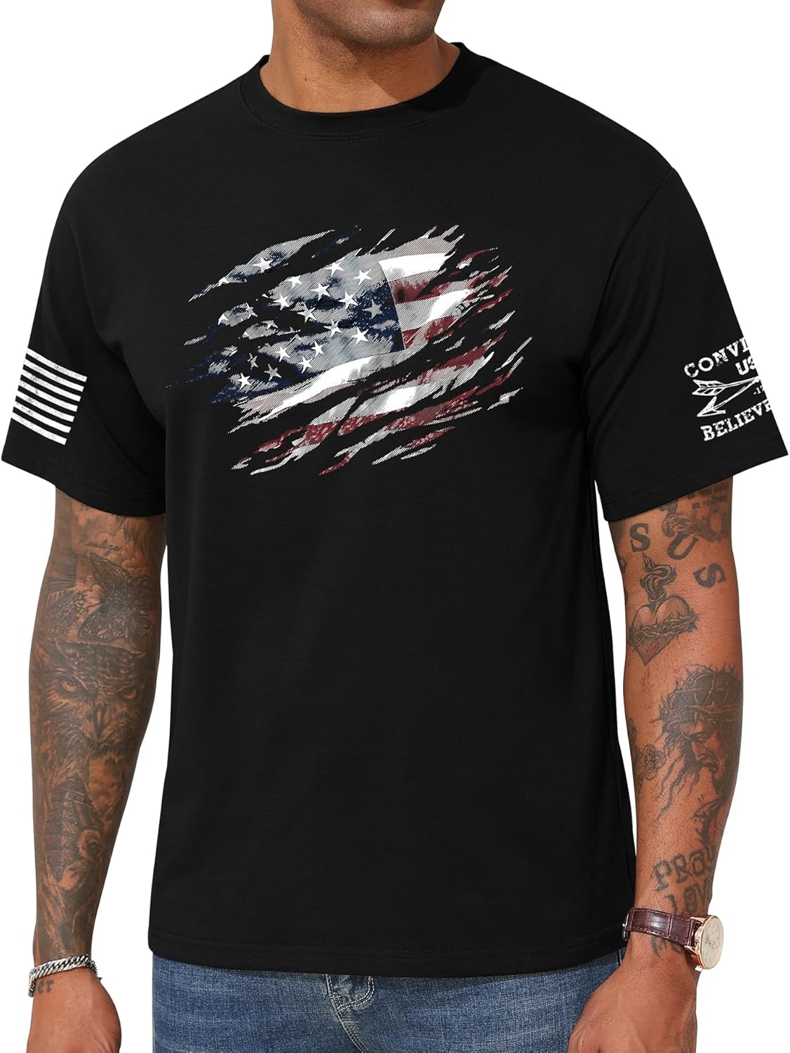 KESHIAN Men's American USA Flag Patriotic Crewneck - Adult & Kids T-Shirts, Sweatshirts & Hoodies apparel design preview 1