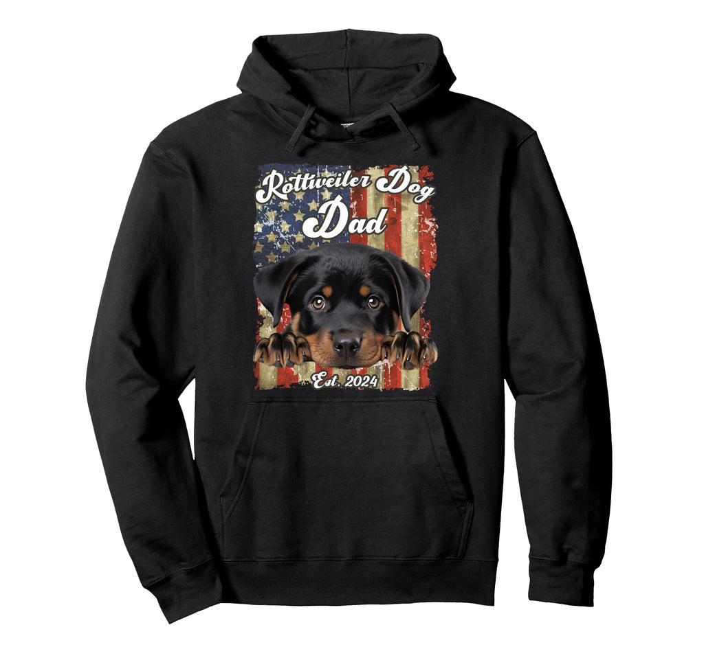 Rottweiler Dog Dad Usa Flag Est 2024 Hoodie - Custom Art Print for Adults - T-Shirt, Sweatshirt, Hoodie