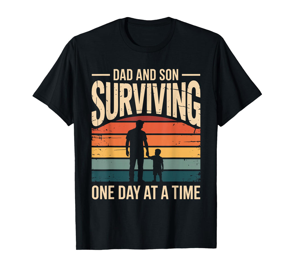 Dad And Son Surviving One Day Time T-Shirt - Custom Art Print for Adults - T-Shirt, Sweatshirt, Hoodie