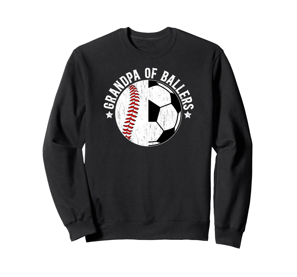 Grandpa Ballers Baseball Soccer Grandpa Sweatshirt - Graphic Print Unisex - T-Shirt, Sweatshirt, Hoodie