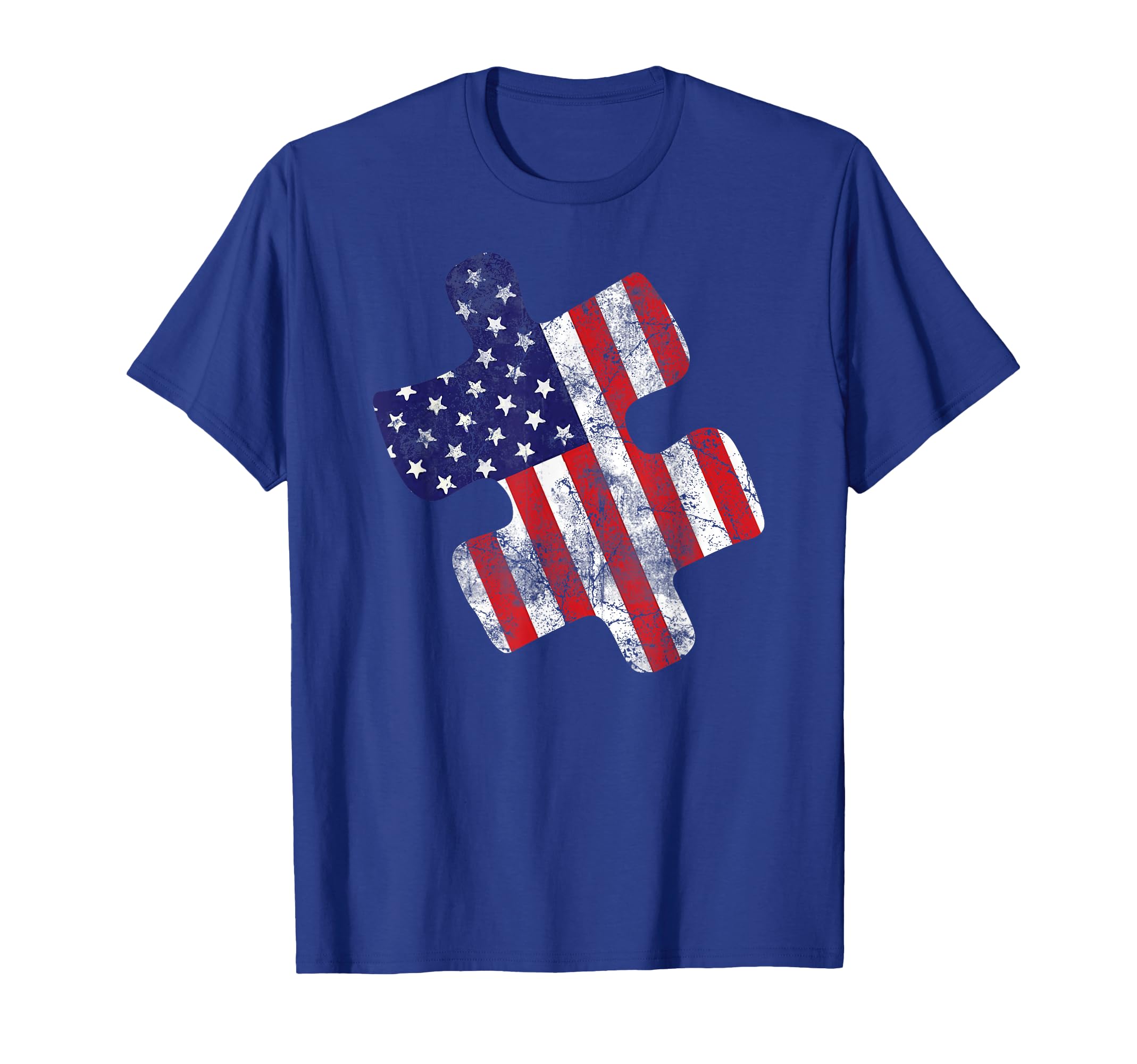 Autism Awareness American Flag Puzzle T-Shirt - Novelty Apparel Unisex - T-Shirt, Sweatshirt, Hoodie