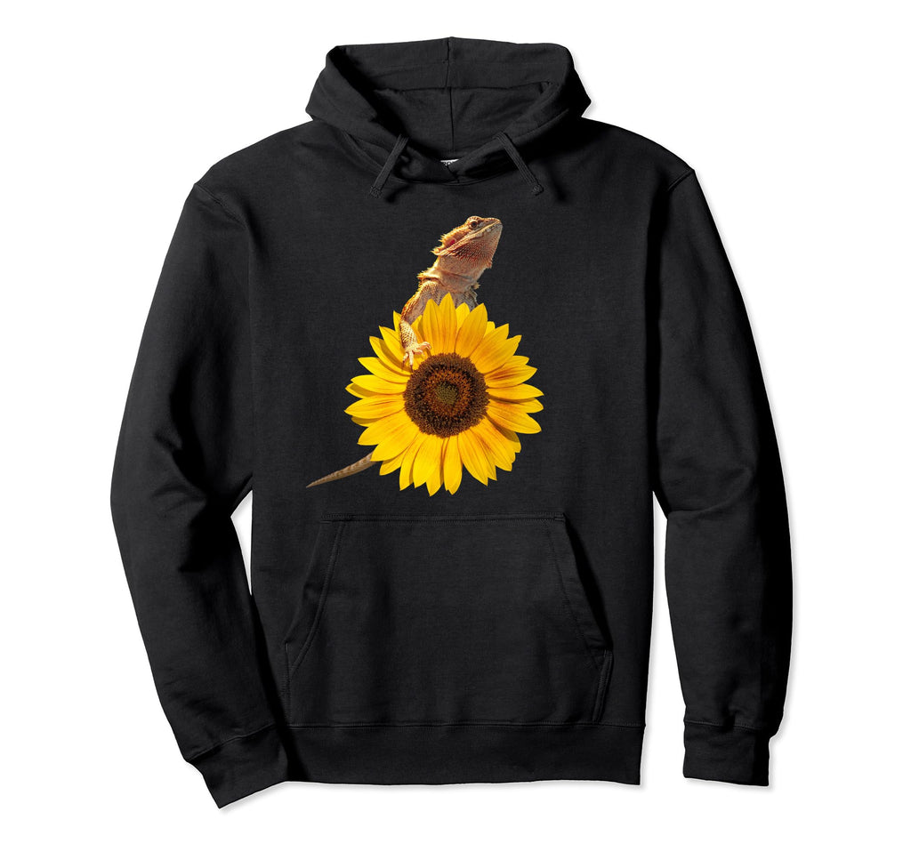 Funny Bearded Dragon Sunflower Pogona Hoodie - Aesthetic Graphic Unisex - T-Shirt, Sweatshirt, Hoodie