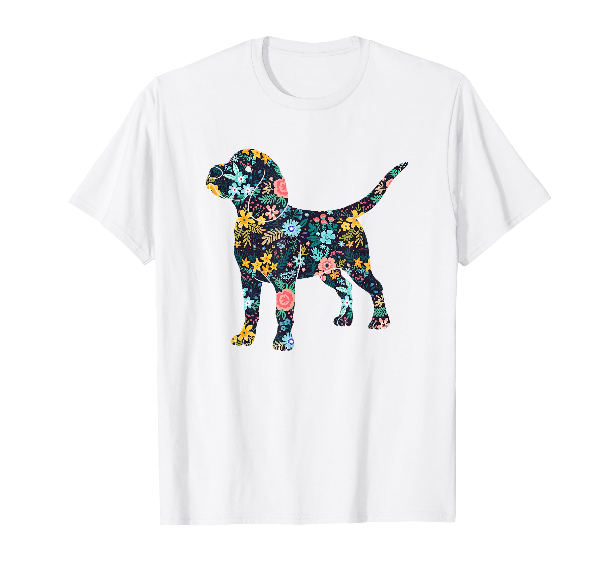 Beagle Floral Dog Silhouette Womens T-Shirt - Trendy Graphic Unisex - T-Shirt, Sweatshirt, Hoodie