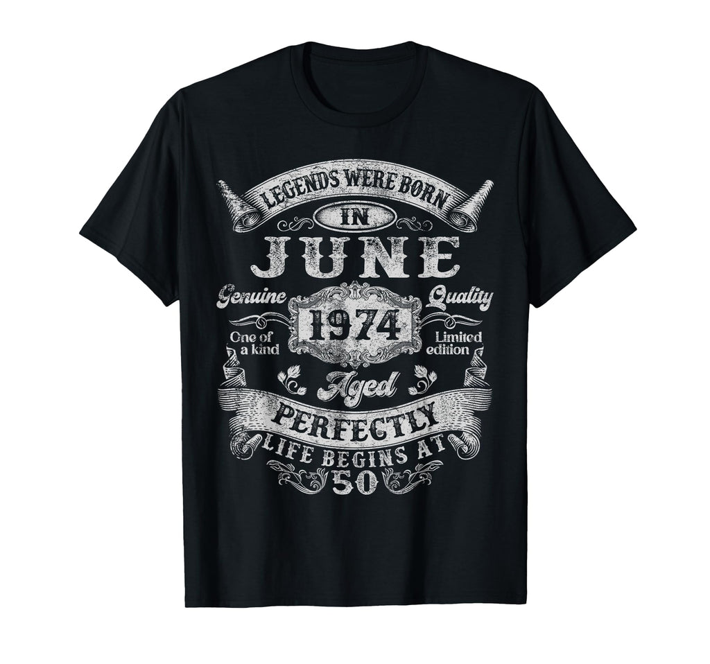 Legend Born June 1974 50Th T-Shirt - Casual Everyday Wear for Adults - T-Shirt, Sweatshirt, Hoodie