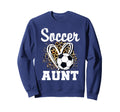 Soccer Aunt Leopard Heart Soccer Fan T-Shirt - Aesthetic Graphic for Adults - T-Shirt, Sweatshirt, Hoodie