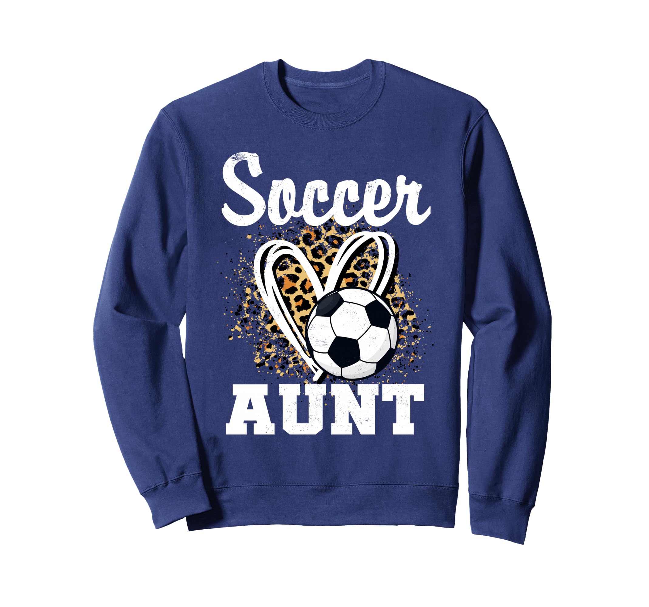 Soccer Aunt Leopard Heart Soccer Fan T-Shirt - Aesthetic Graphic for Adults - T-Shirt, Sweatshirt, Hoodie