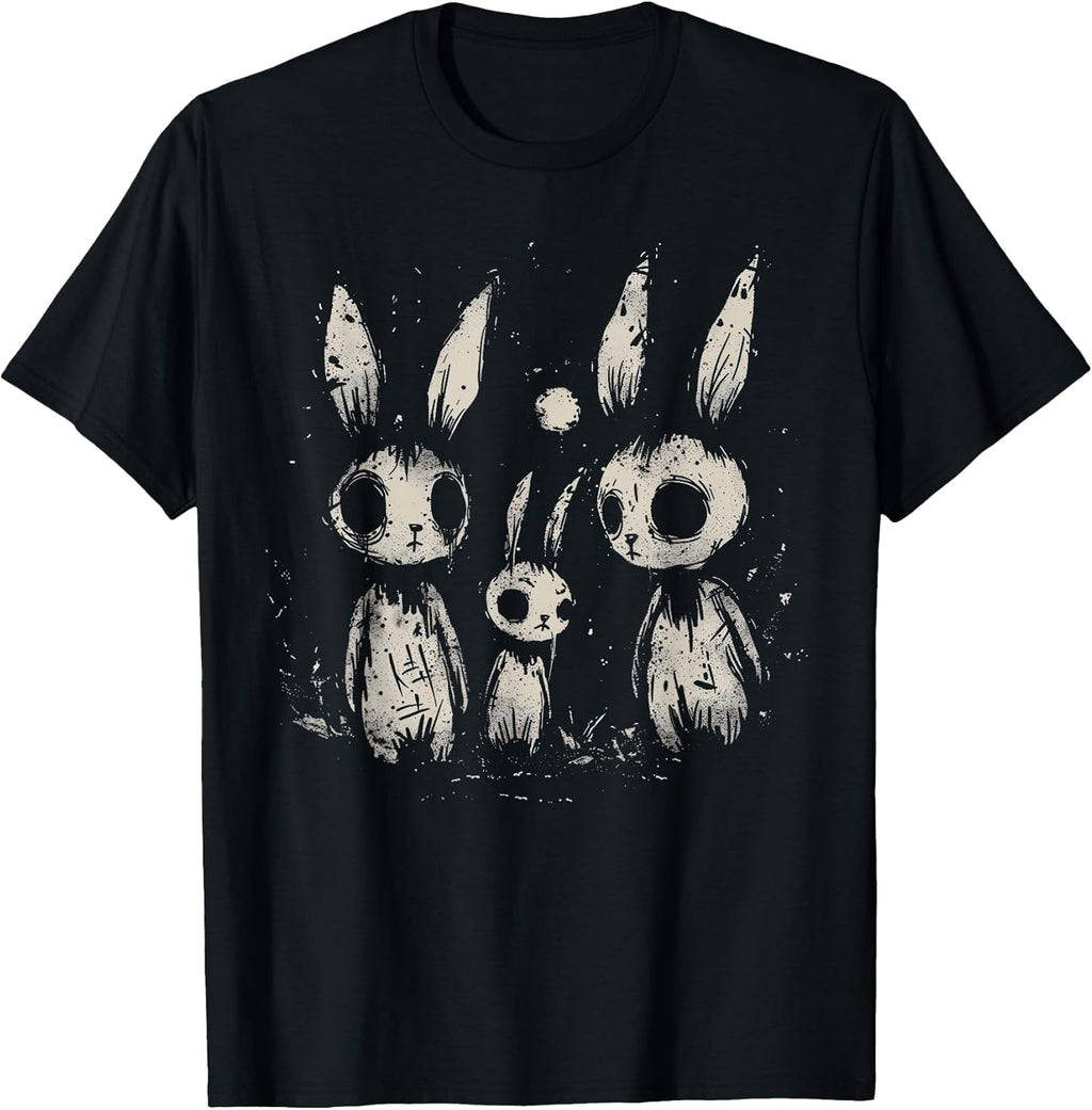 Creepy Cute Bunny Rabbits Horror Goth Grunge Alt - Adult & Kids T-Shirts, Sweatshirts & Hoodies apparel design preview 1