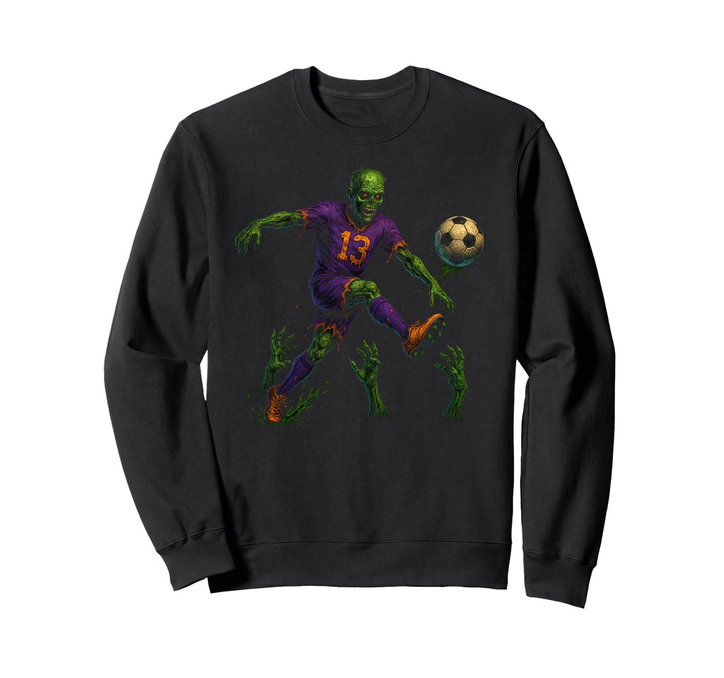 Halloween Zombie Soccer Player Sweatshirt - Aesthetic Graphic Men Women - T-Shirt, Sweatshirt, Hoodie