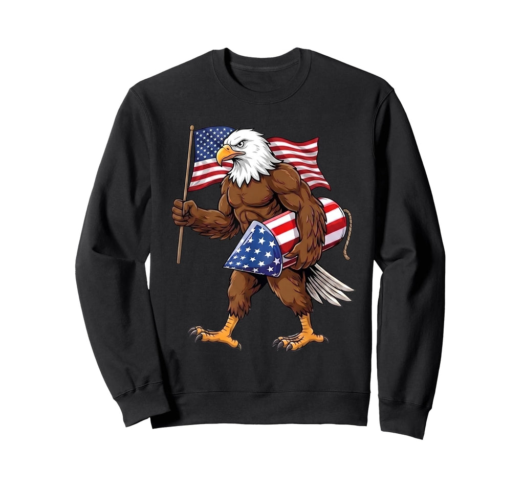 American Flag Bald Eagle 4Th July Sweatshirt - Novelty Apparel Men Women - T-Shirt, Sweatshirt, Hoodie