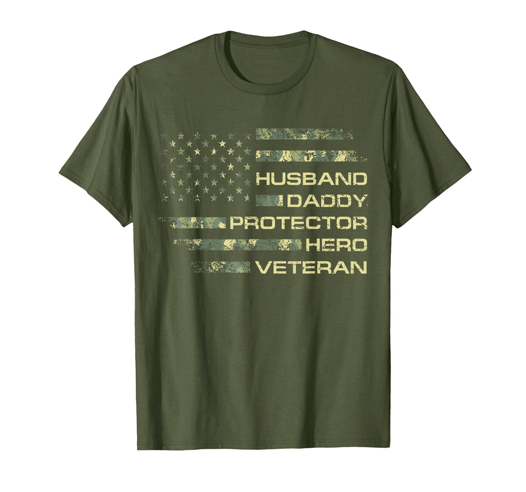 Husband Daddy Protector Hero Veteran T-Shirt - Unique Graphic Men Women - T-Shirt, Sweatshirt, Hoodie