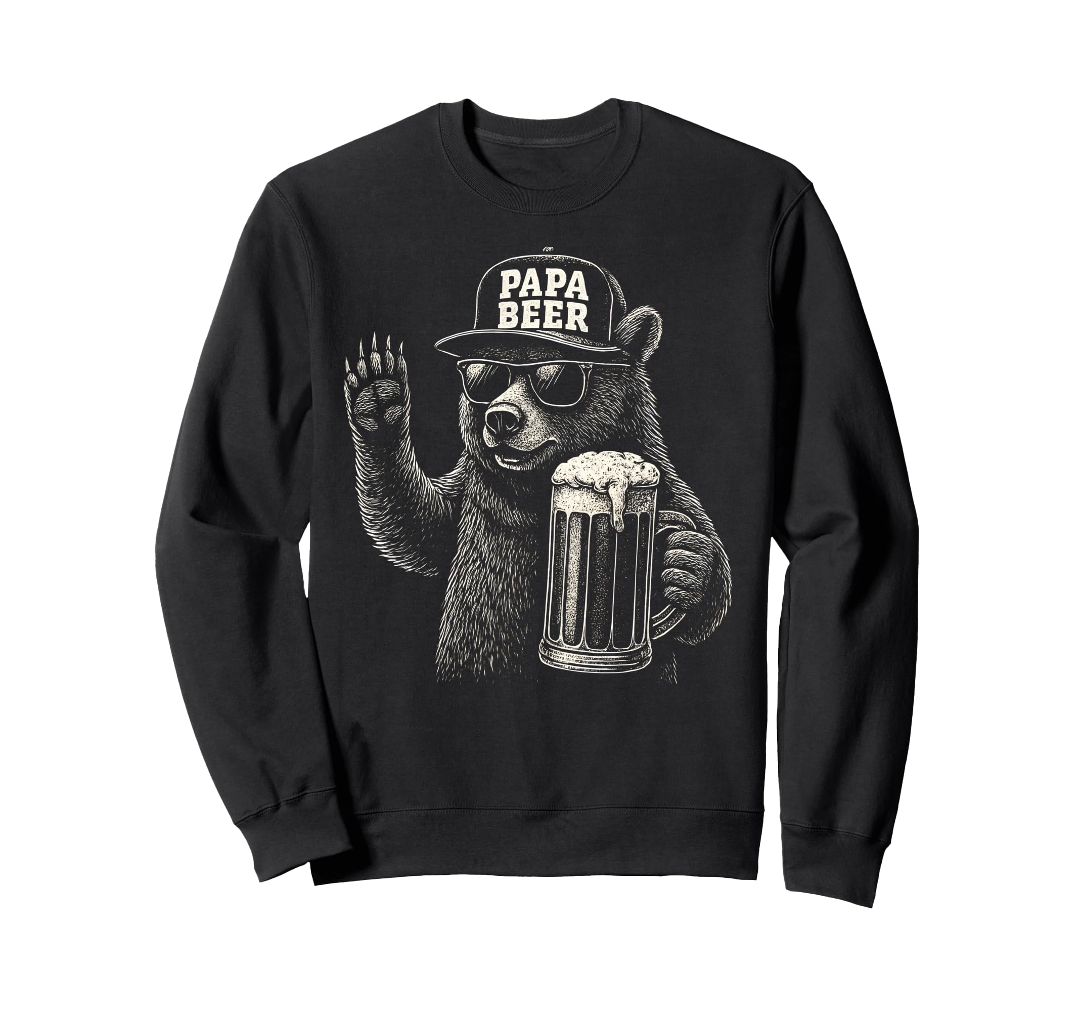Papa Beer Funny Dad Bear Drinking Sweatshirt - Graphic Print for Adults - T-Shirt, Sweatshirt, Hoodie