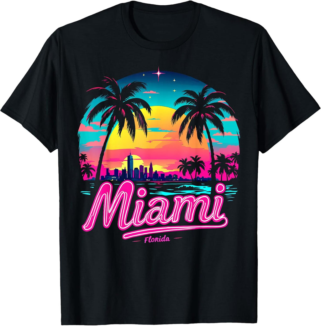 Vintage Miami Beach Retro 305 Florida Sunset Graphic - Adult & Kids T-Shirts, Sweatshirts & Hoodies apparel design preview 1