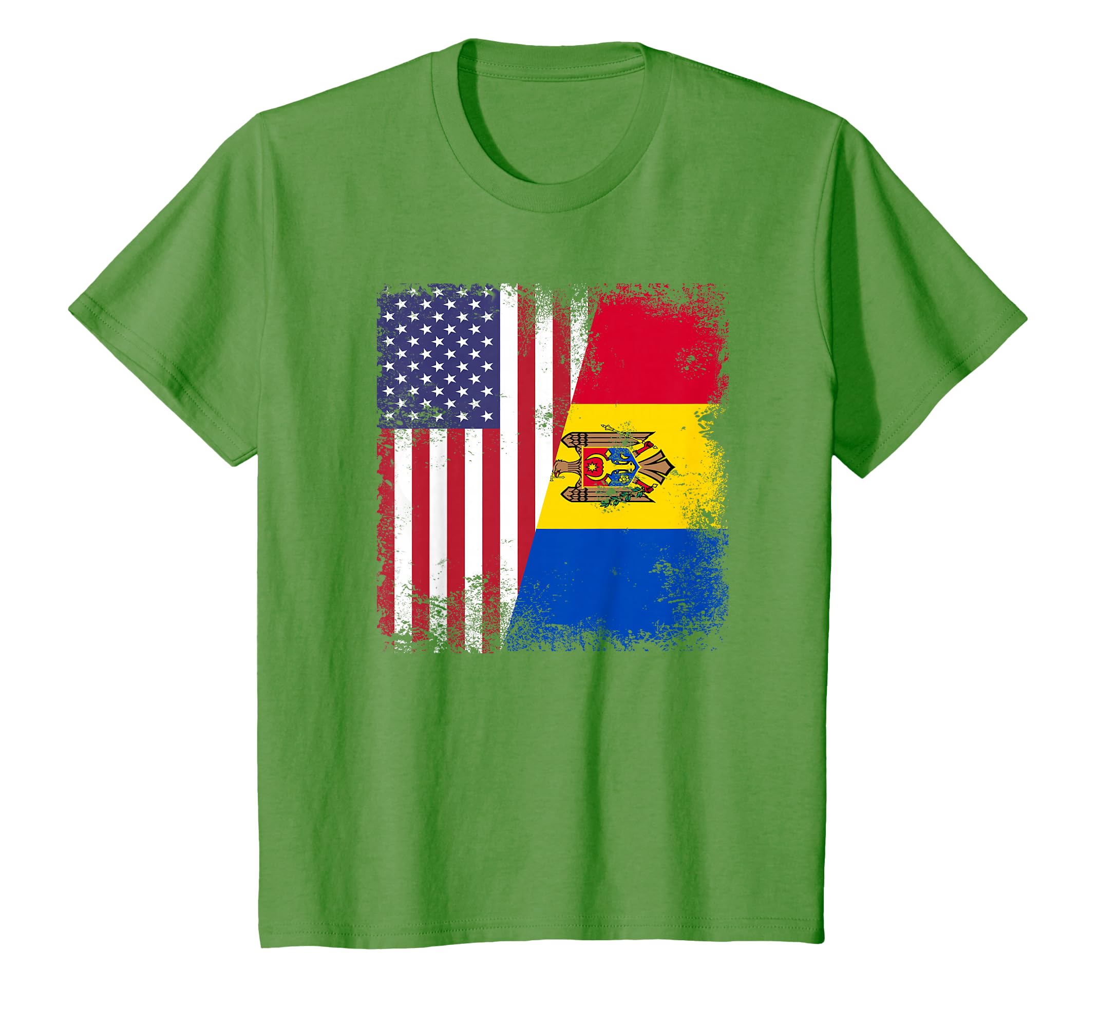 Half Moldovan Flag Moldova Usa Gift T-Shirt - Graphic Print for Adults - T-Shirt, Sweatshirt, Hoodie