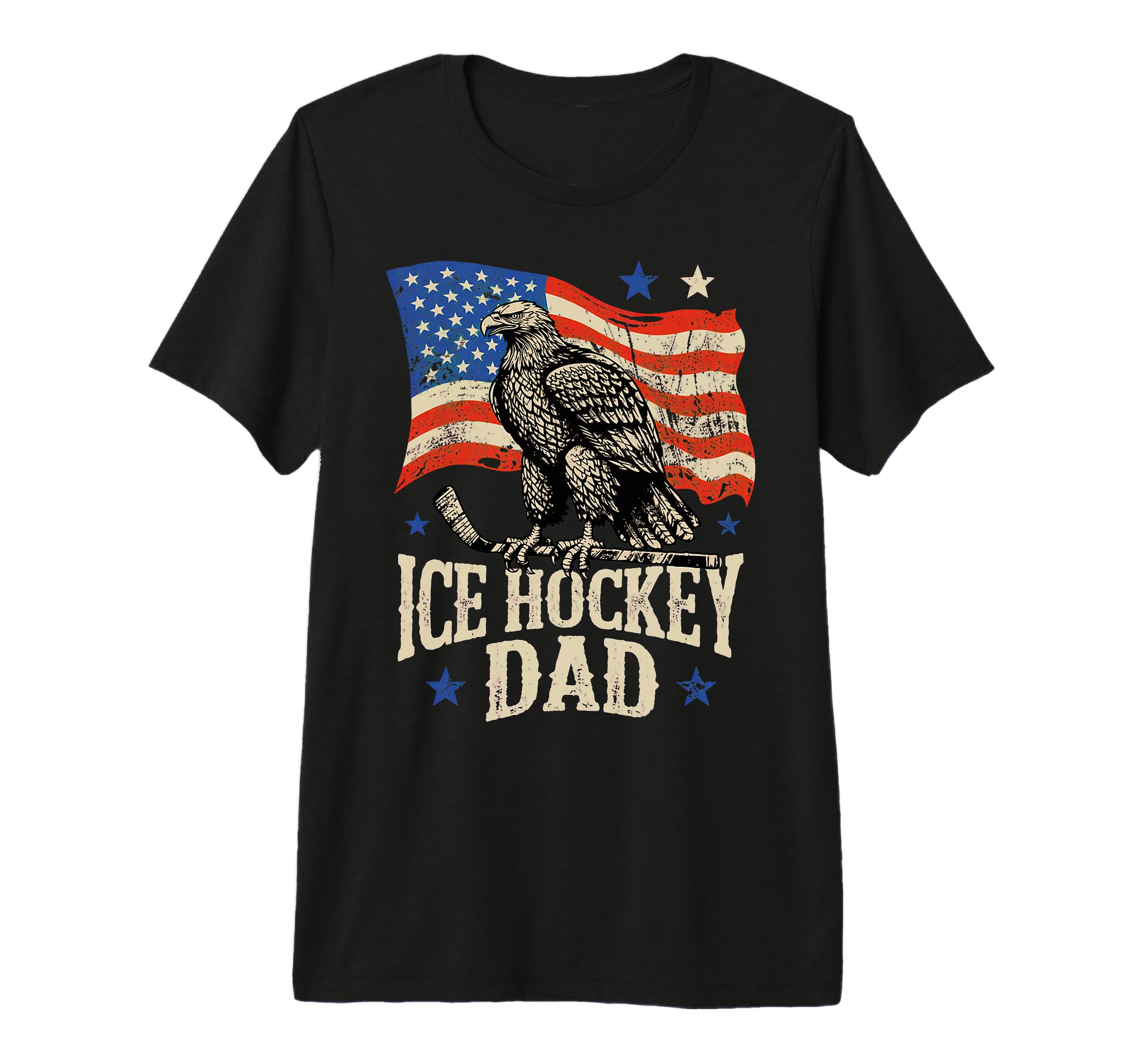 Ice Hockey American Flag Ice Hockey Dad T-Shirt - Graphic Print Men Women - T-Shirt, Sweatshirt, Hoodie