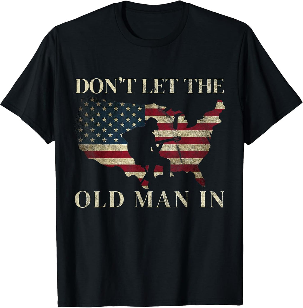 Don't Let The Old Man in Vintage American Flag - Adult & Kids T-Shirts, Sweatshirts & Hoodies apparel design preview 1