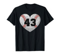 Baseball Number 43 Distressed Heart T-Shirt - Custom Art Print Men Women - T-Shirt, Sweatshirt, Hoodie
