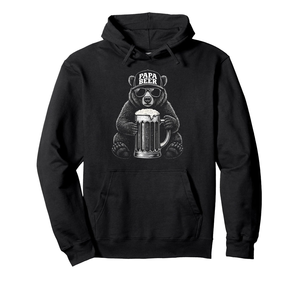 Papa Beer Funny Dad Bear Drinking Hoodie - Aesthetic Graphic for Adults - T-Shirt, Sweatshirt, Hoodie