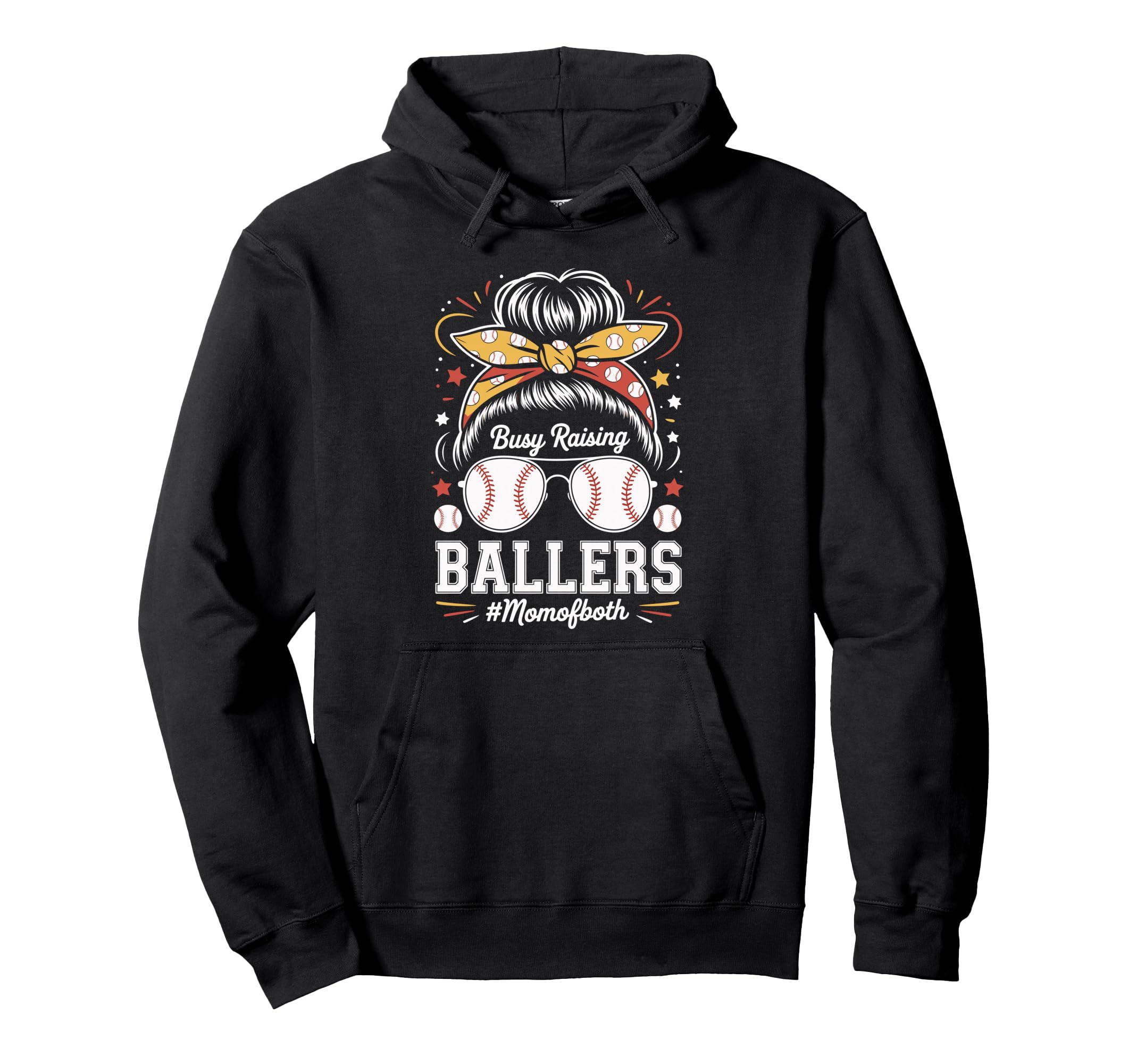 Busy Raising Ballers Mom Both Hoodie - Fun Novelty Design for Adults - T-Shirt, Sweatshirt, Hoodie