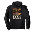 Mechanic Dad Garage Boss Wrench Father Hoodie - Graphic Print Unisex - T-Shirt, Sweatshirt, Hoodie