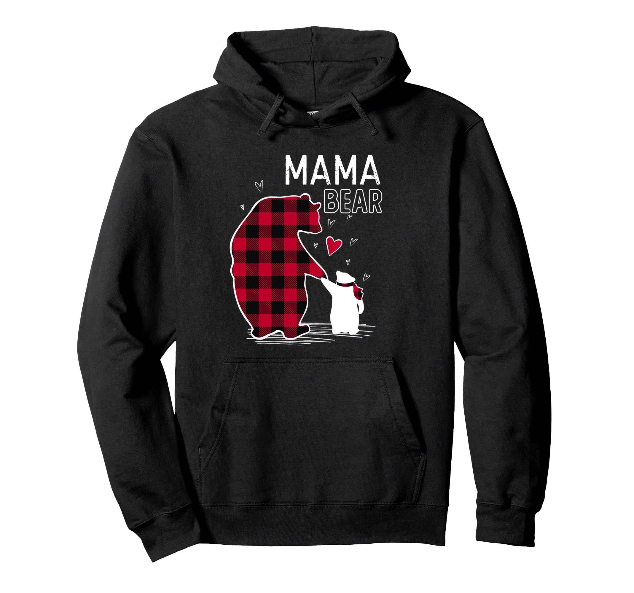 Mama Bear Pajama Red Buffalo Plaid Hoodie - Trendy Graphic for Adults - T-Shirt, Sweatshirt, Hoodie