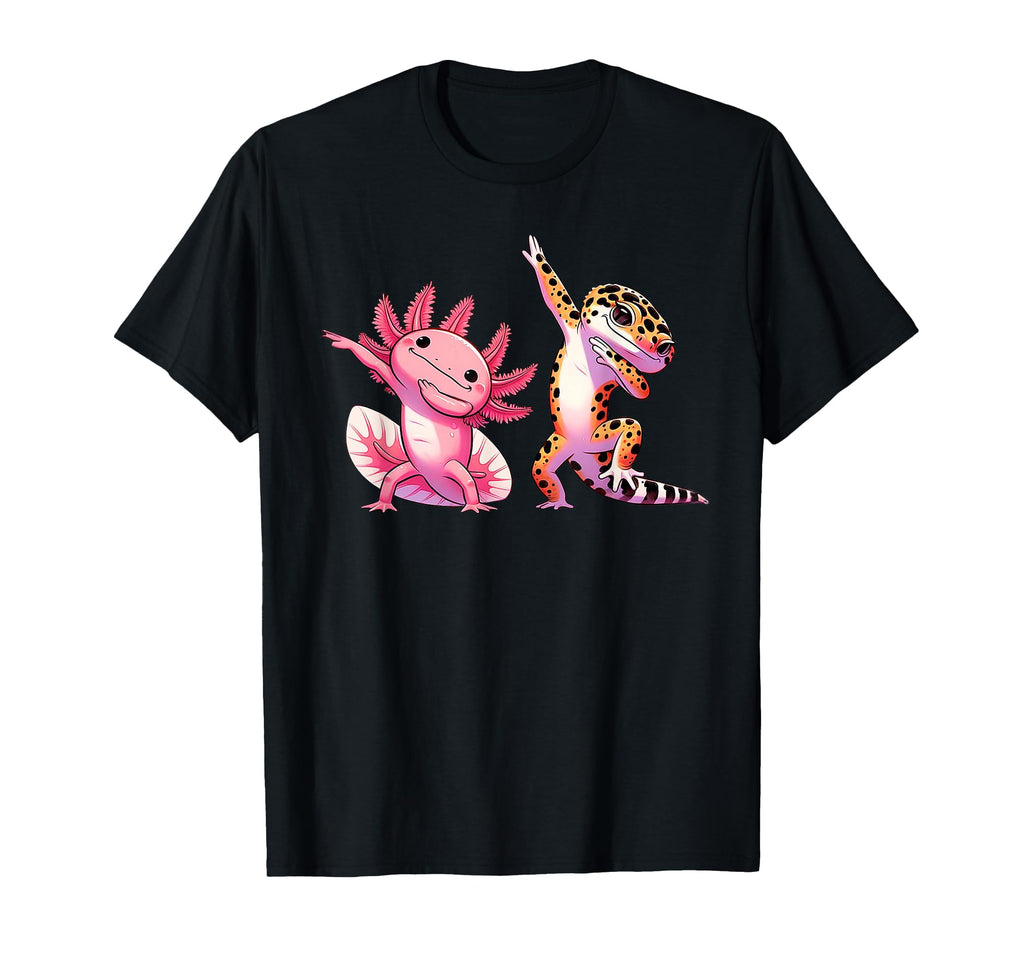 Kawaii Leopard Gecko Dabbing Axolotl Friends T-Shirt - Graphic Print Unisex - T-Shirt, Sweatshirt, Hoodie