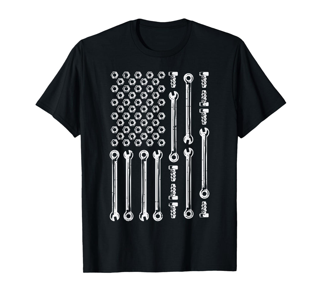 Usa Flag Wrenches Car Auto Mechanic T-Shirt - Graphic Print Men Women - T-Shirt, Sweatshirt, Hoodie