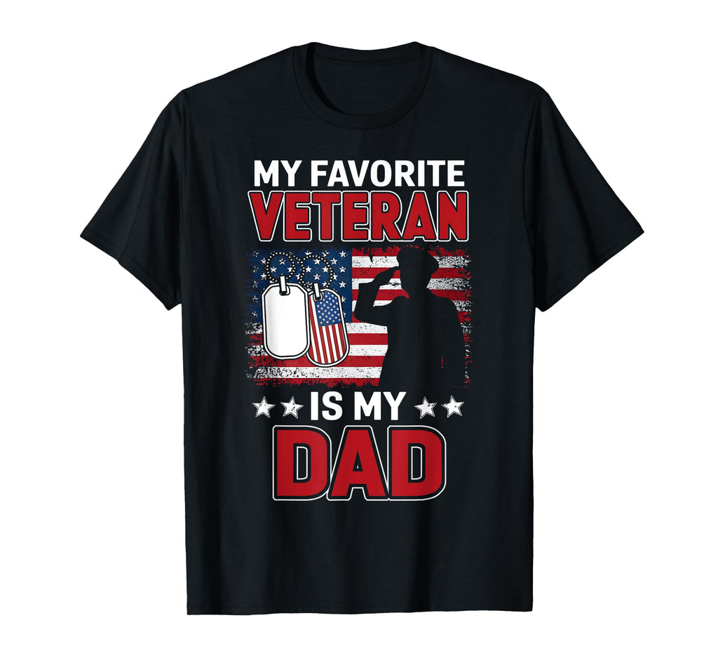 My Favorite Veteran Is My Dad Usa Flag T-Shirt - Graphic Print for Adults - T-Shirt, Sweatshirt, Hoodie
