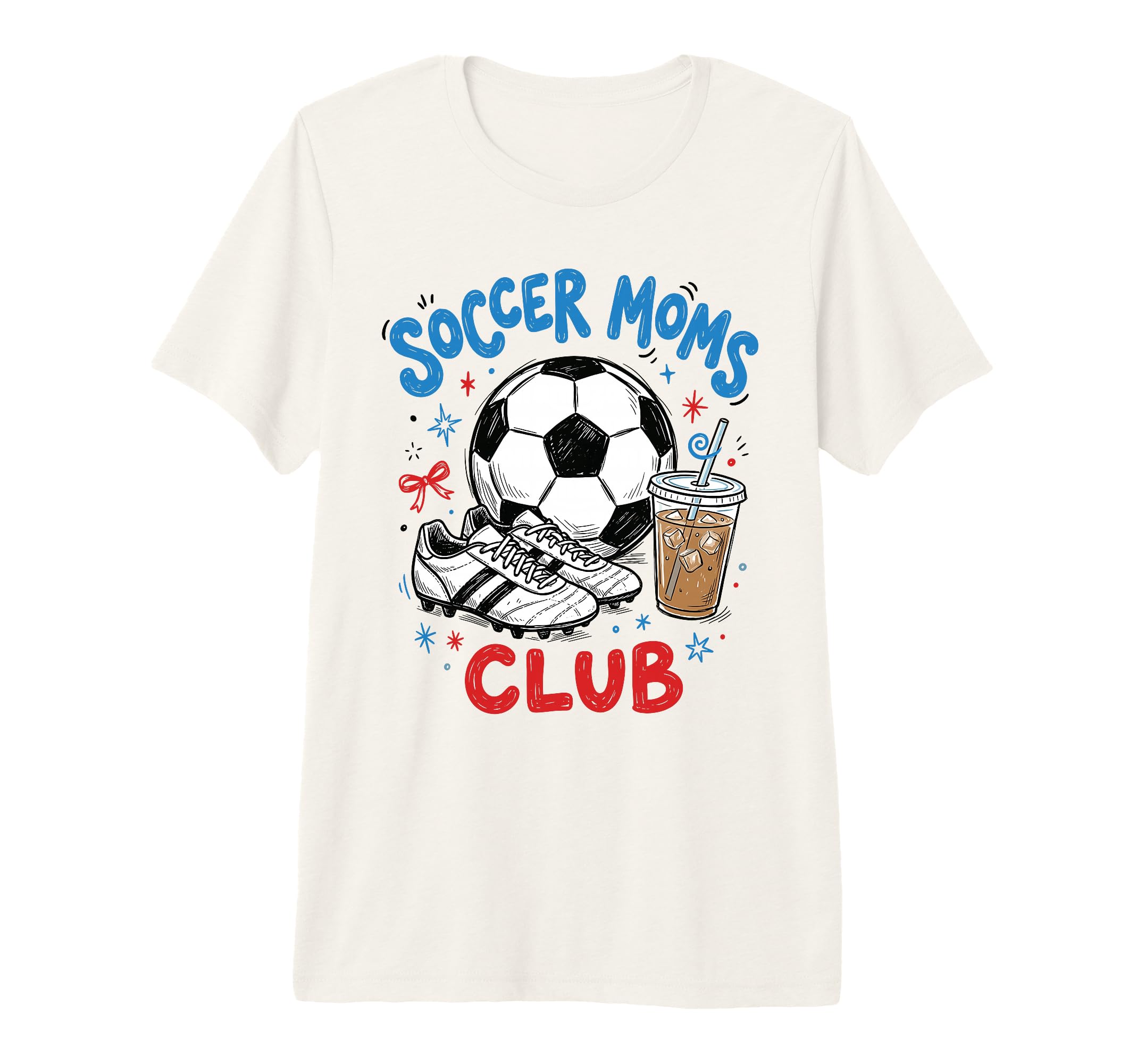 Soccer Moms Club Iced Coffee Cleats T-Shirt - Fun Novelty Design Men Women - T-Shirt, Sweatshirt, Hoodie