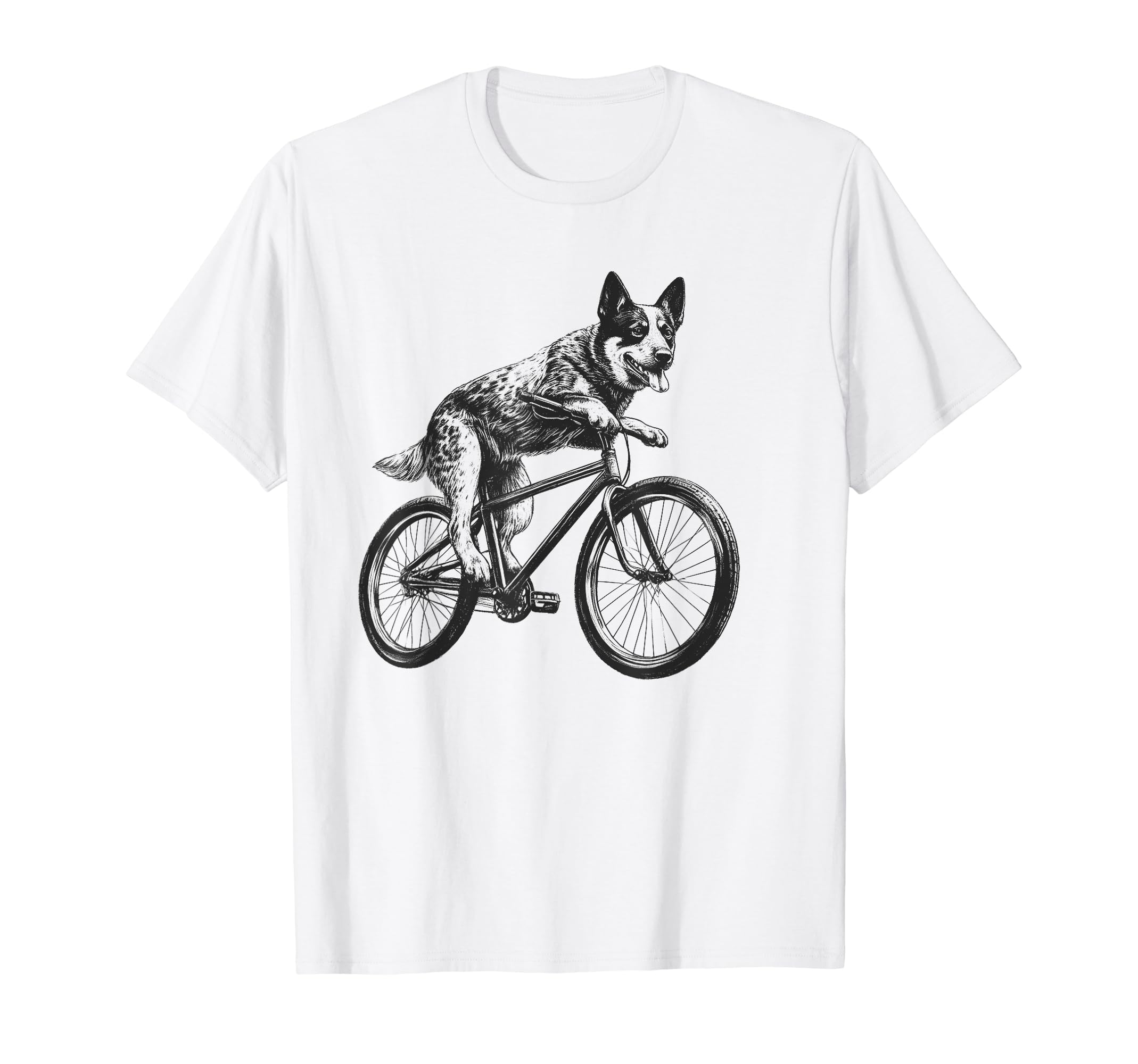 Texas Heeler Dog Riding Bike Bicycle T-Shirt - Graphic Print Men Women - T-Shirt, Sweatshirt, Hoodie