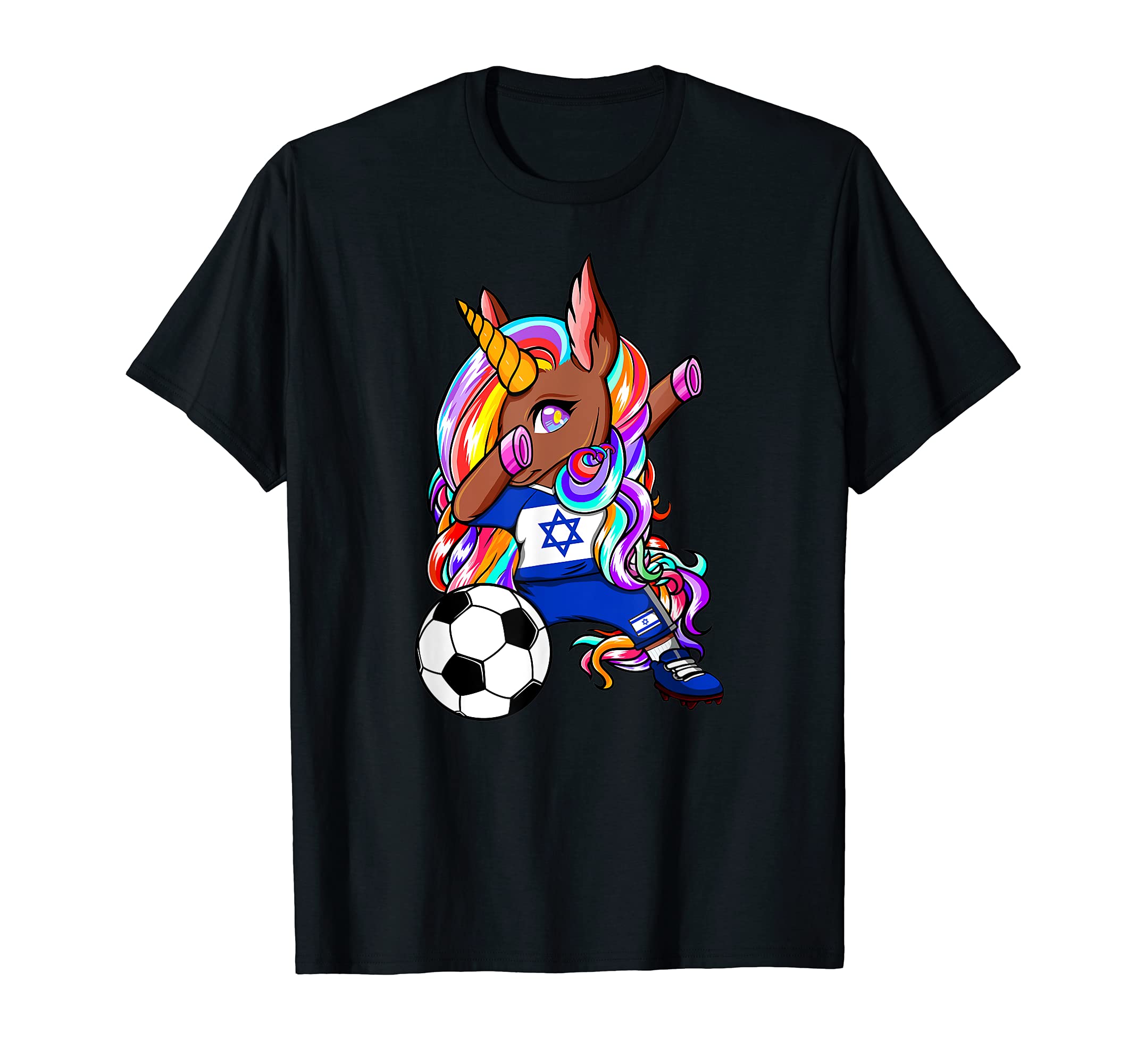 Dabbing Brown Skin Unicorn Israel T-Shirt - Streetwear Style for Adults - T-Shirt, Sweatshirt, Hoodie