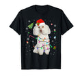 Poodle Dog Lights Santa Hat Dog Dad Mom T-Shirt - Graphic Print for Adults - T-Shirt, Sweatshirt, Hoodie