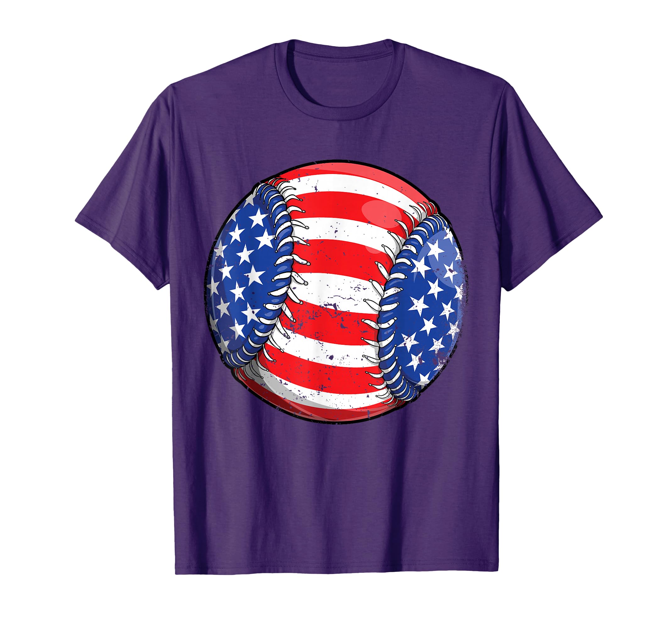 Baseball American Flag 4Th July Ball T-Shirt - Custom Art Print Unisex - T-Shirt, Sweatshirt, Hoodie