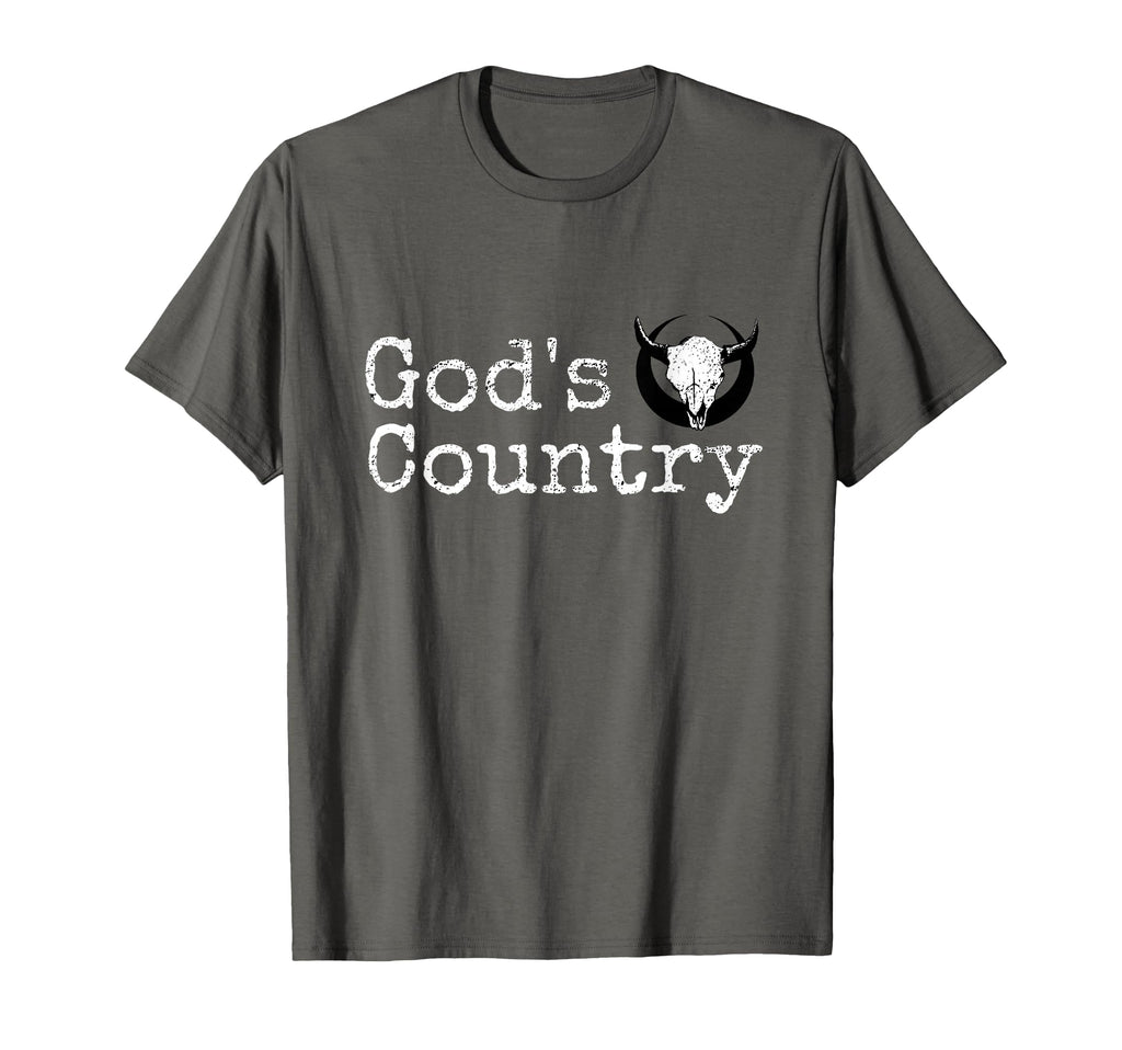 Mens Gods Country Distressed Steer Skull T-Shirt - Novelty Apparel Unisex - T-Shirt, Sweatshirt, Hoodie