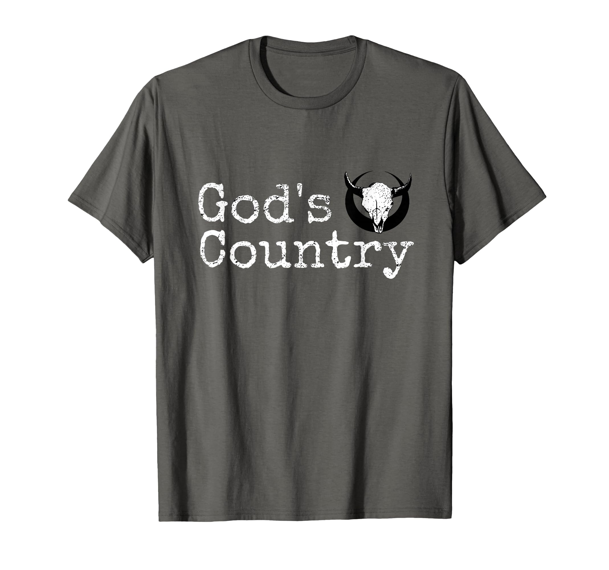 Mens Gods Country Distressed Steer Skull T-Shirt - Novelty Apparel Unisex - T-Shirt, Sweatshirt, Hoodie
