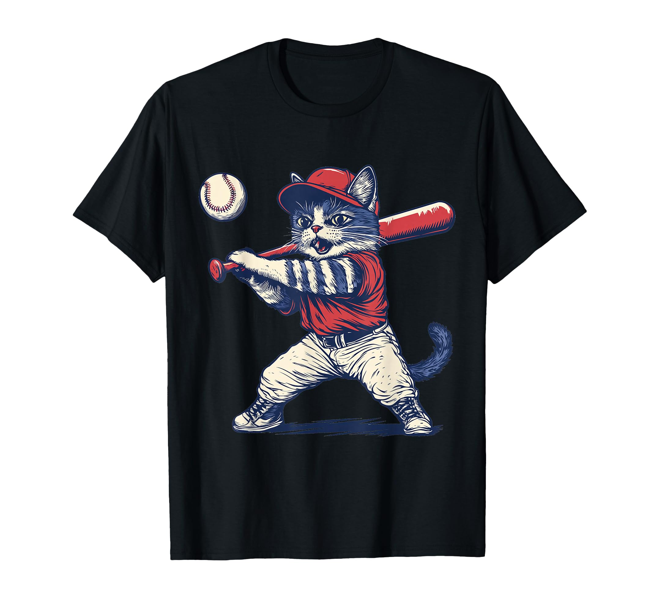 Cat Baseball Funny T-Shirt - Trendy Graphic for Adults - T-Shirt, Sweatshirt, Hoodie