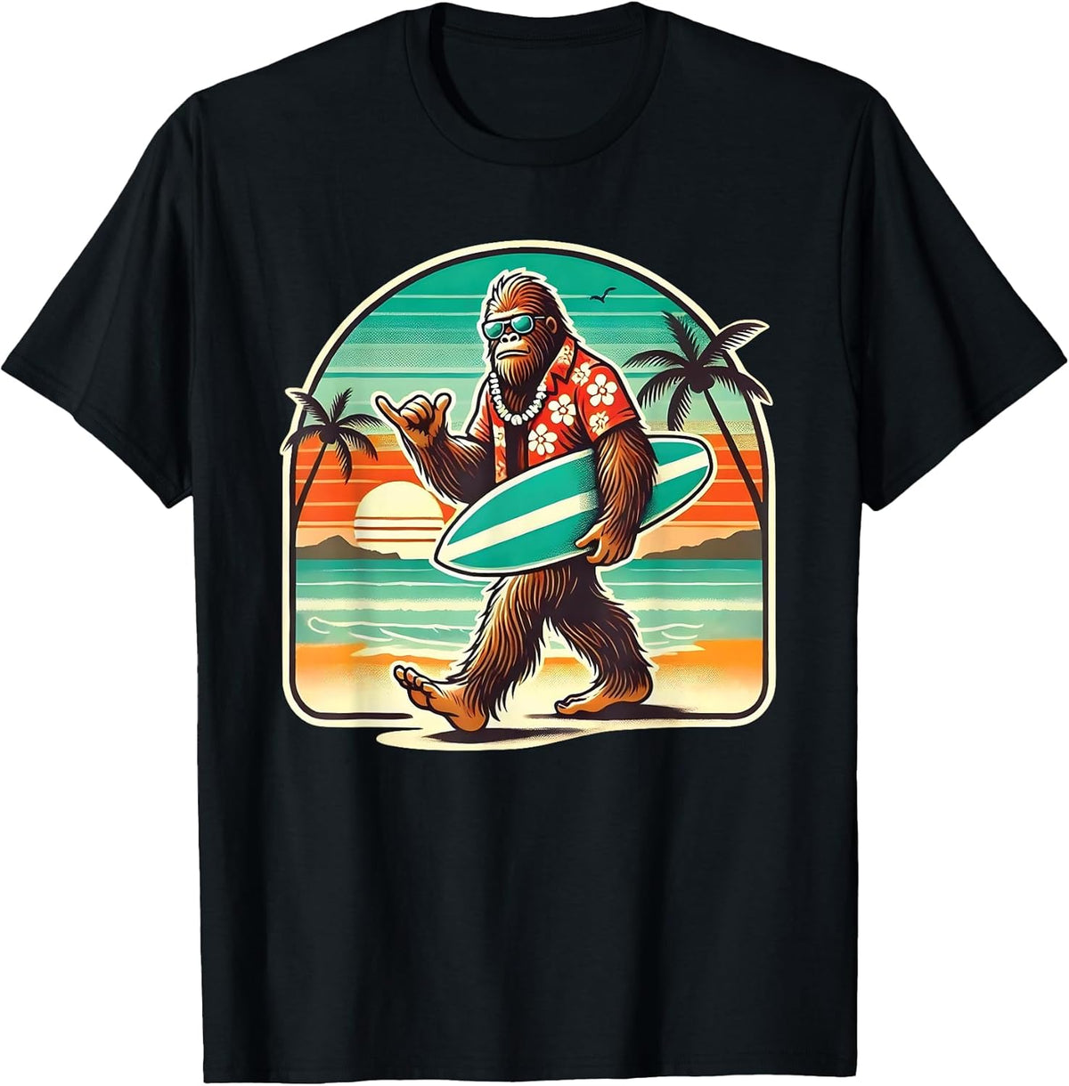Funny Bigfoot Aloha Hawaiian Surfing Tropical Beach - Adult & Kids T-Shirts, Sweatshirts & Hoodies apparel design preview 1