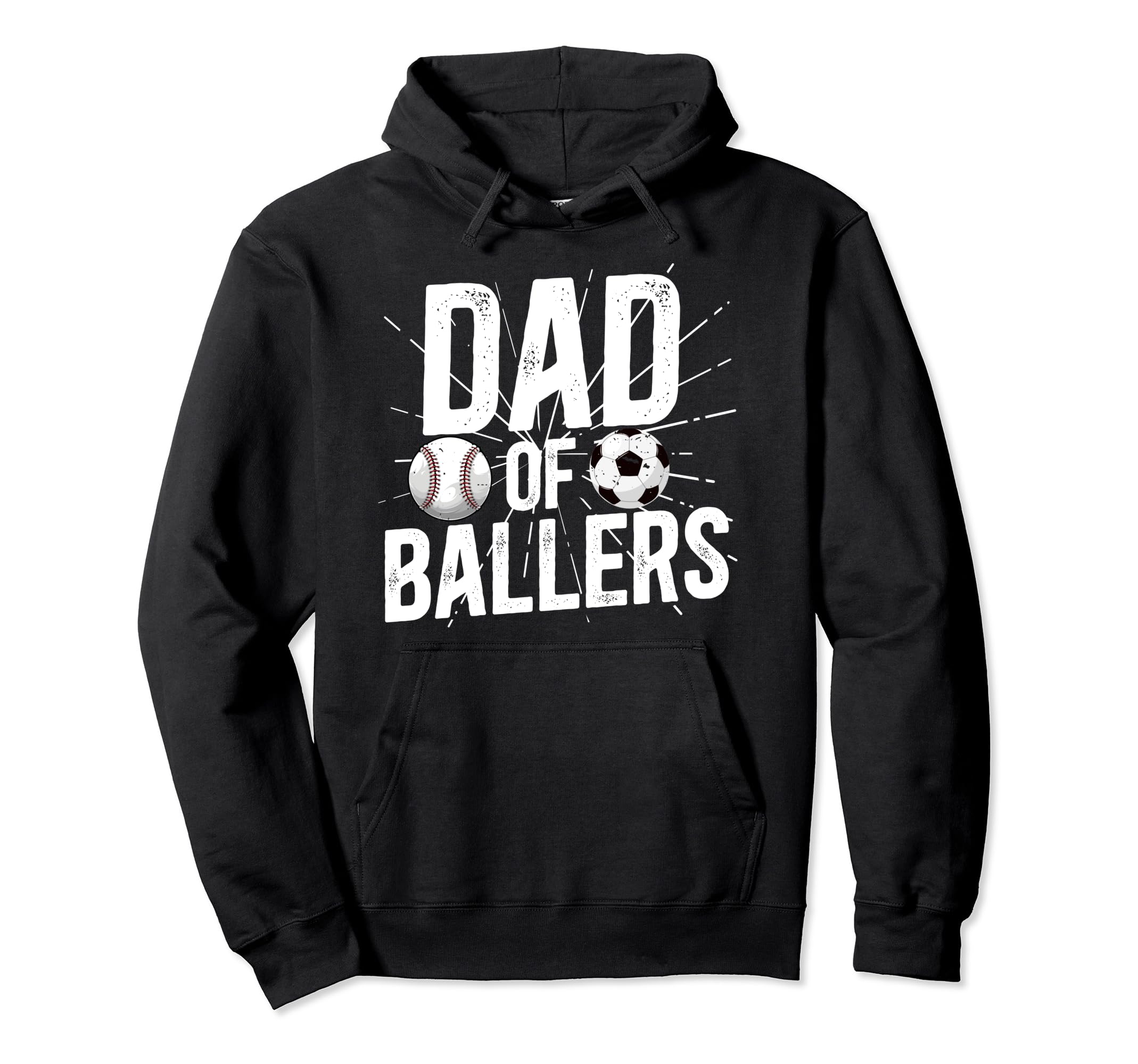 Dad Ballers Soccer Baseball Dad Hoodie - Custom Art Print for Adults - T-Shirt, Sweatshirt, Hoodie