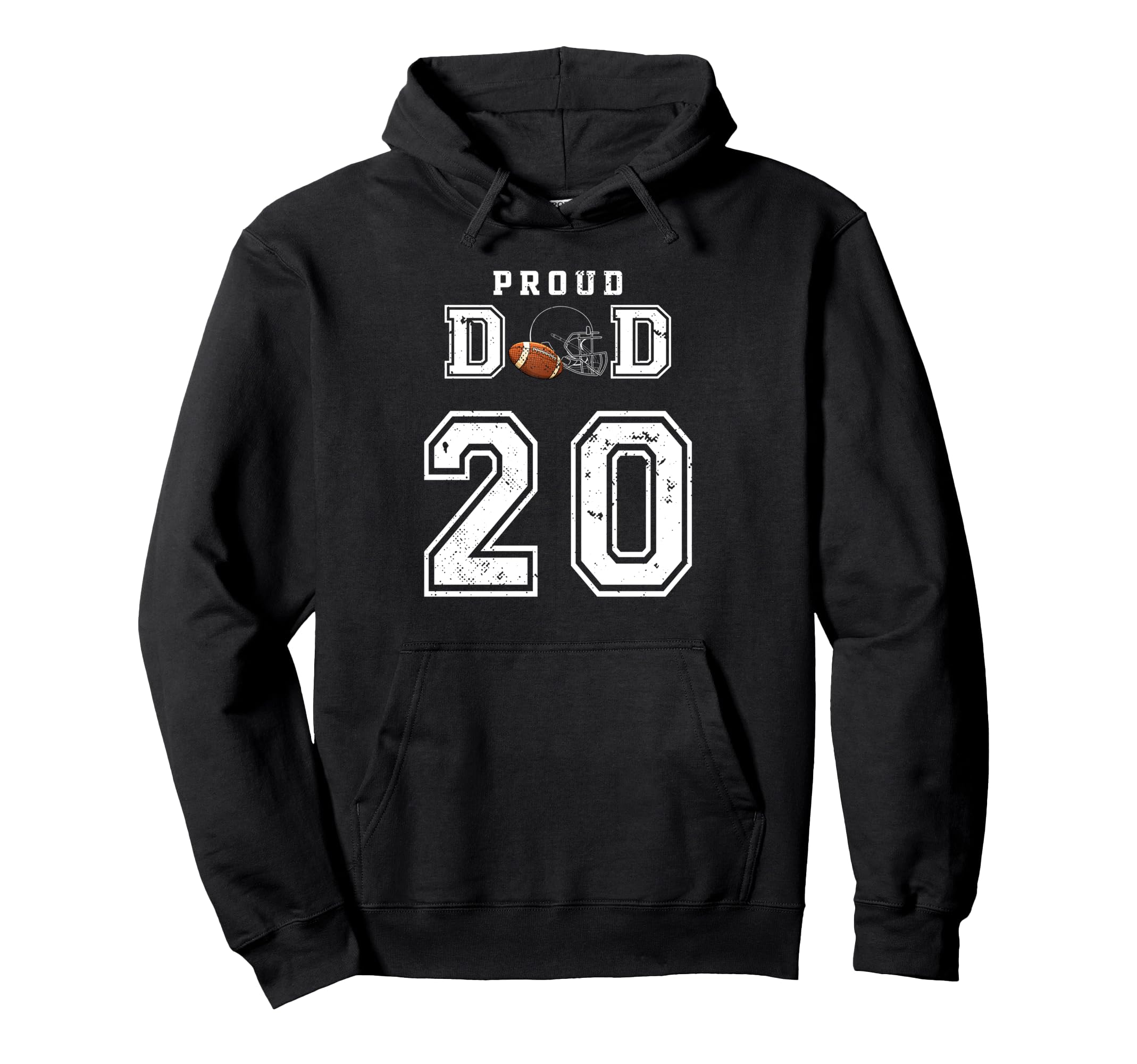 Custom Proud Football Dad Number 20 Hoodie - Novelty Apparel for Adults - T-Shirt, Sweatshirt, Hoodie
