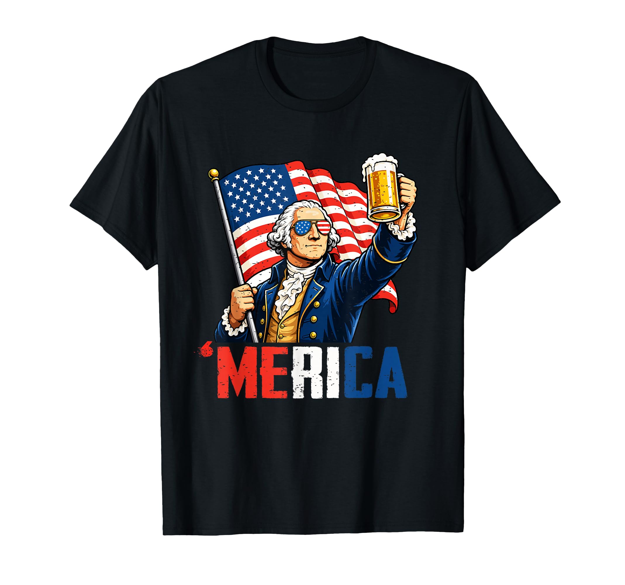 Merica Dad 4Th July American Flag Beer T-Shirt - Graphic Print Unisex - T-Shirt, Sweatshirt, Hoodie