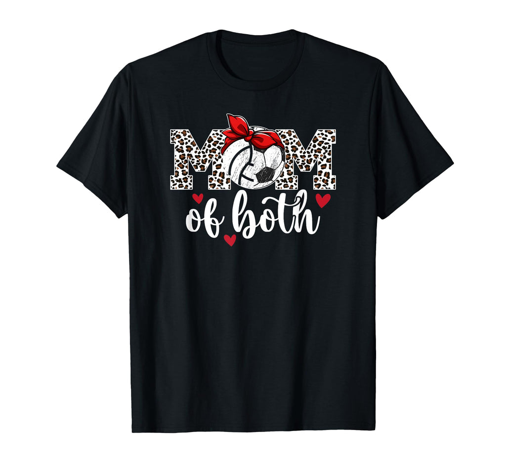 Mom Both Leopard Volleyball Soccer Mom T-Shirt - Custom Art Print Men Women - T-Shirt, Sweatshirt, Hoodie