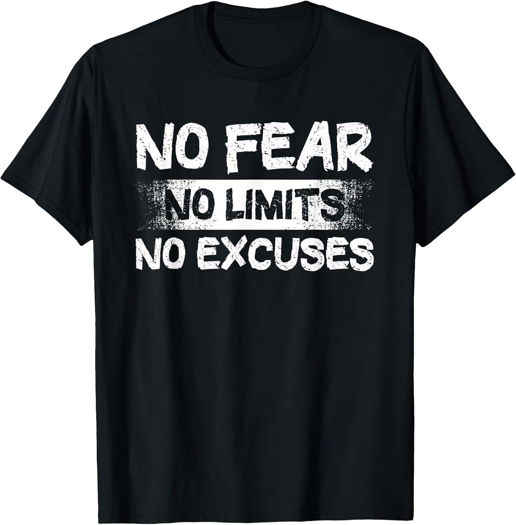 No Fear Limits Excuses Motivation Inspiration - Adult & Kids T-Shirts, Sweatshirts & Hoodies apparel design preview 1