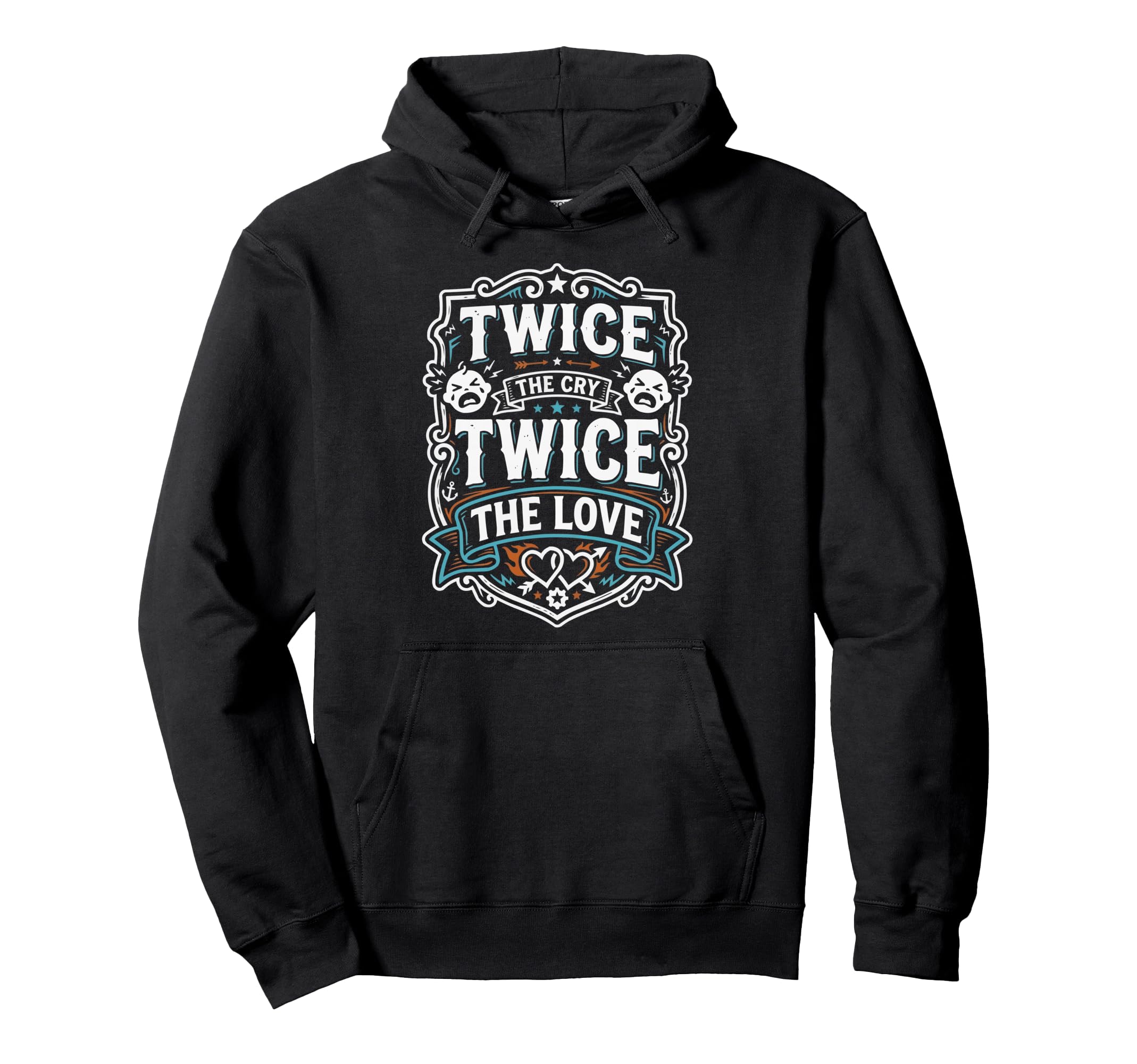 Double Twin Dad Twins Pregnancy Hoodie - Casual Everyday Wear for Adults - T-Shirt, Sweatshirt, Hoodie