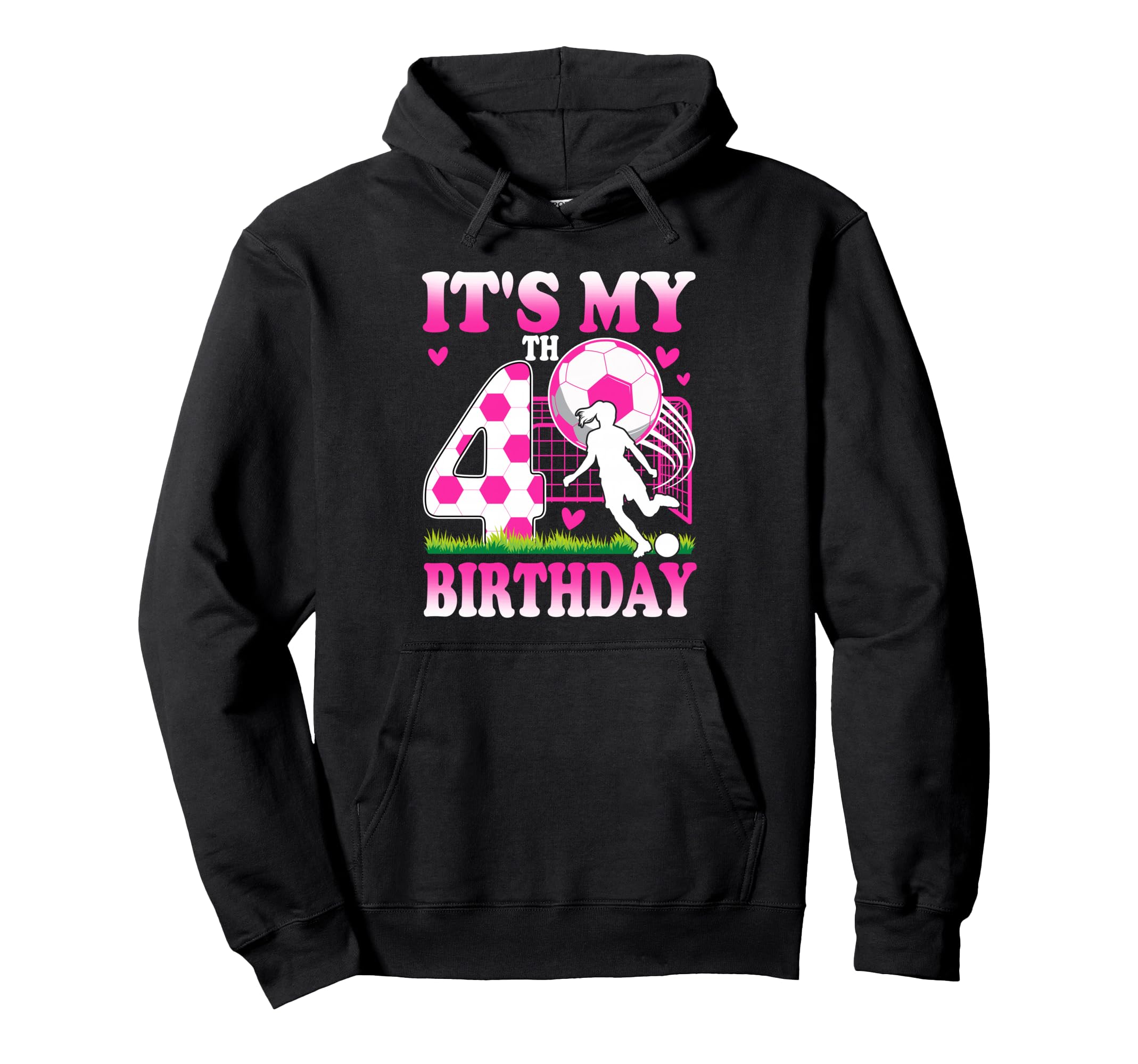 4 Year Old Birthday Soccer Themed Party Hoodie - Streetwear Style Unisex - T-Shirt, Sweatshirt, Hoodie
