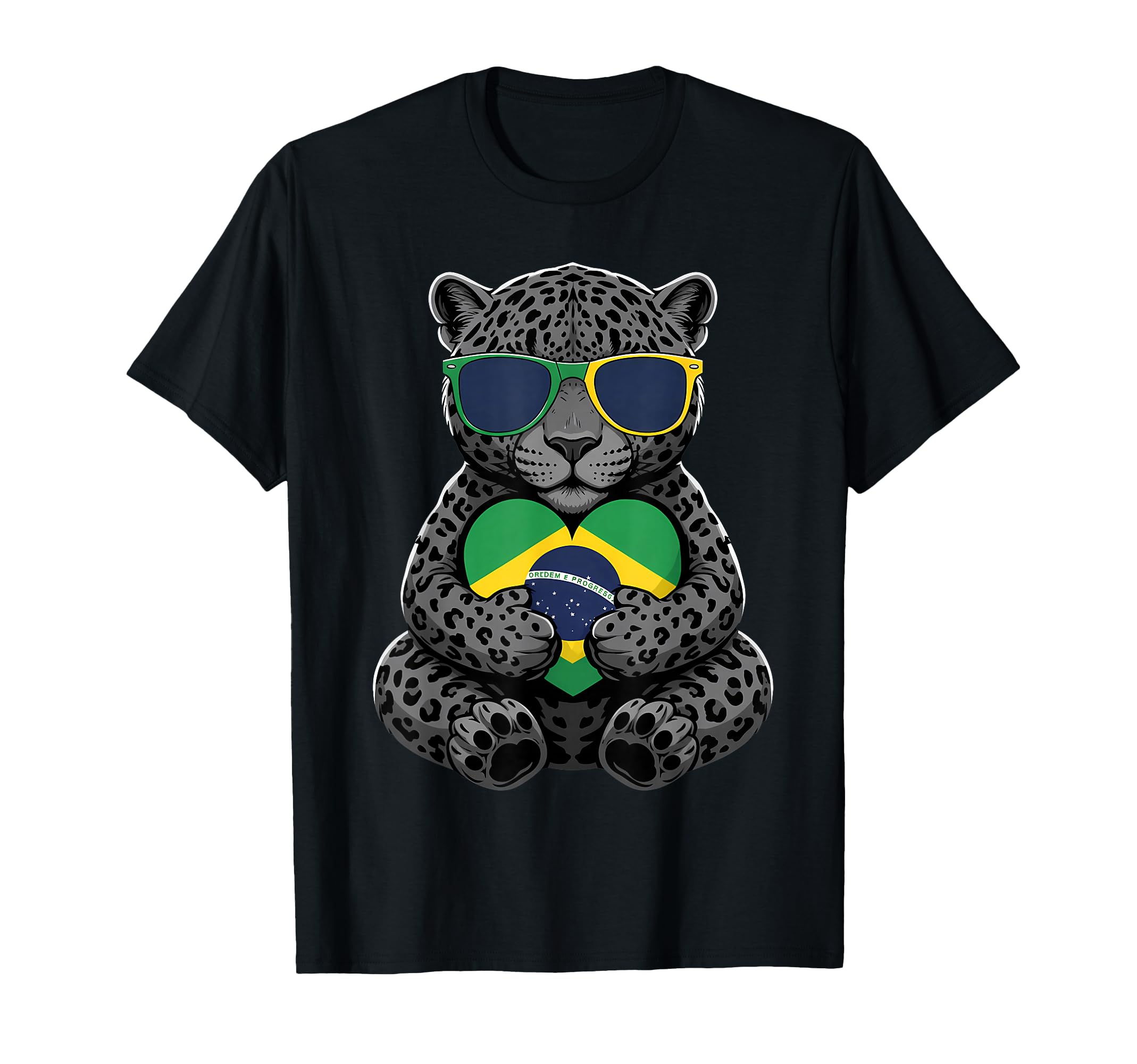 Brasil Flag Leopard Brazilian Pride T-Shirt - Graphic Print Men Women - T-Shirt, Sweatshirt, Hoodie