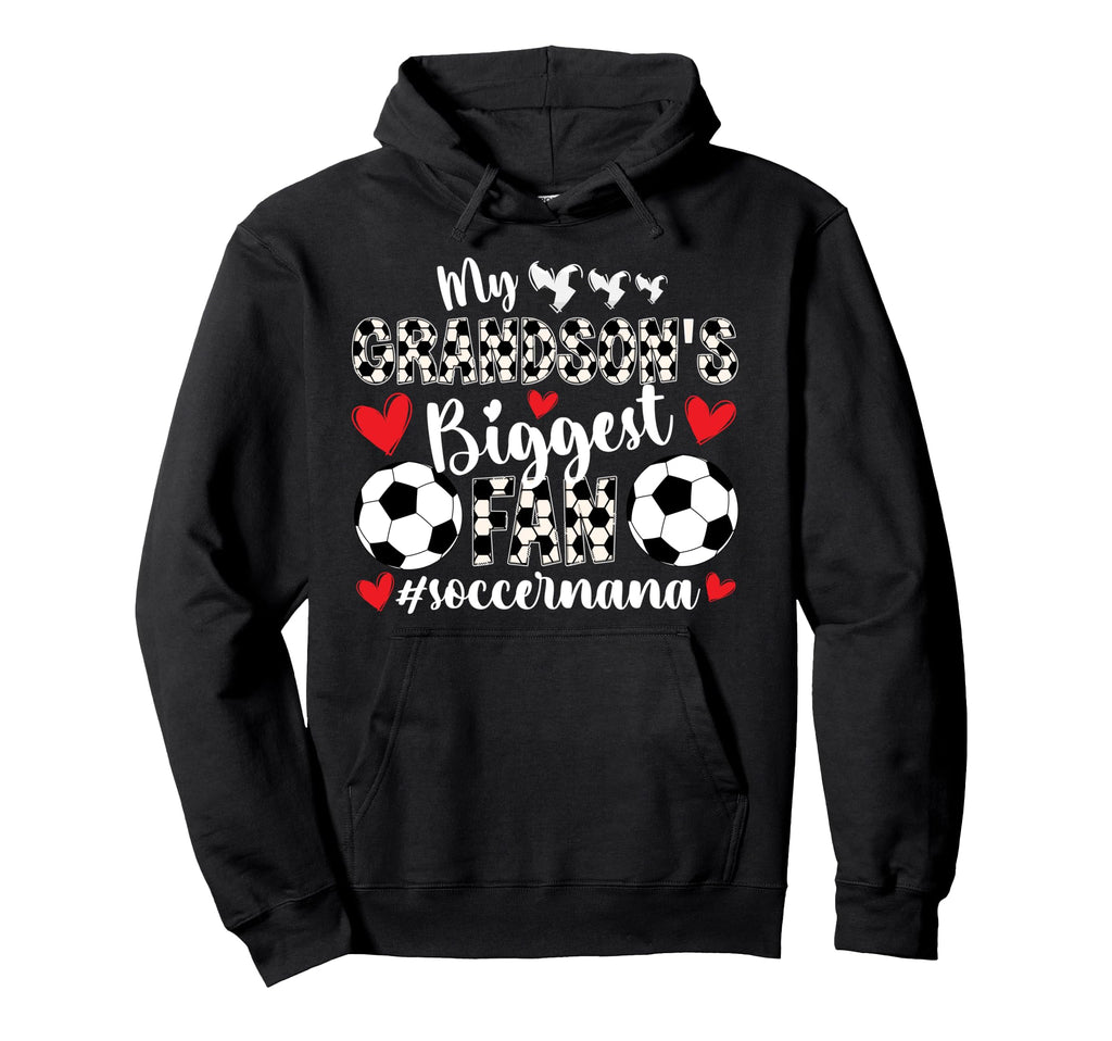 Grandsons Biggest Fan Soccer Nana Hoodie - Aesthetic Graphic for Adults - T-Shirt, Sweatshirt, Hoodie