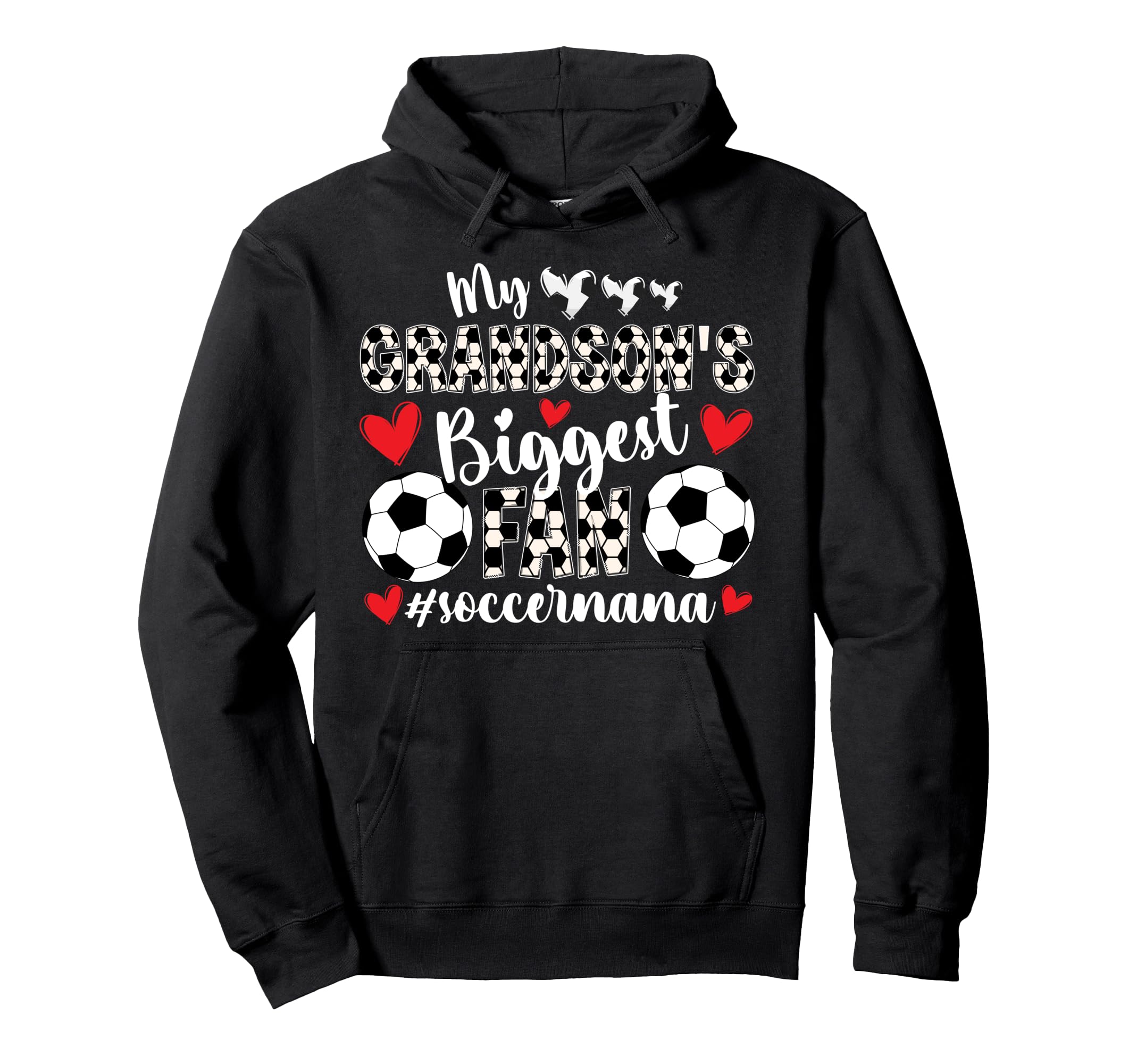 Grandsons Biggest Fan Soccer Nana Hoodie - Aesthetic Graphic for Adults - T-Shirt, Sweatshirt, Hoodie