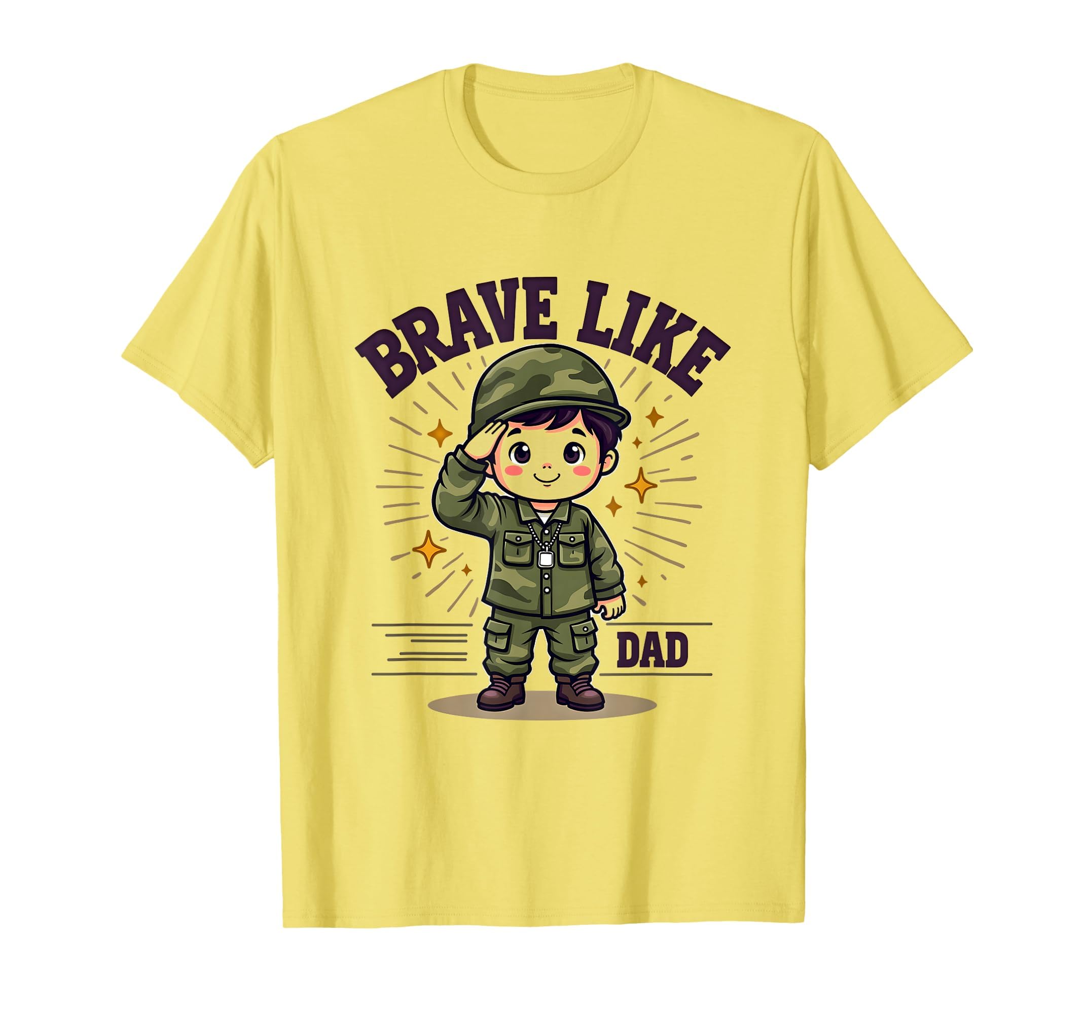 Brave Like Dad Purple Military Child T-Shirt - Novelty Apparel for Adults - T-Shirt, Sweatshirt, Hoodie