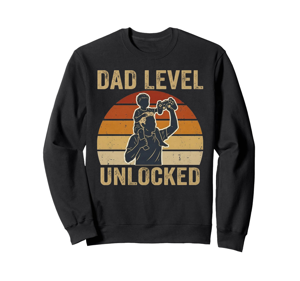 Funny New Dad Level Unlocked Gaming Sweatshirt - Graphic Print Men Women - T-Shirt, Sweatshirt, Hoodie