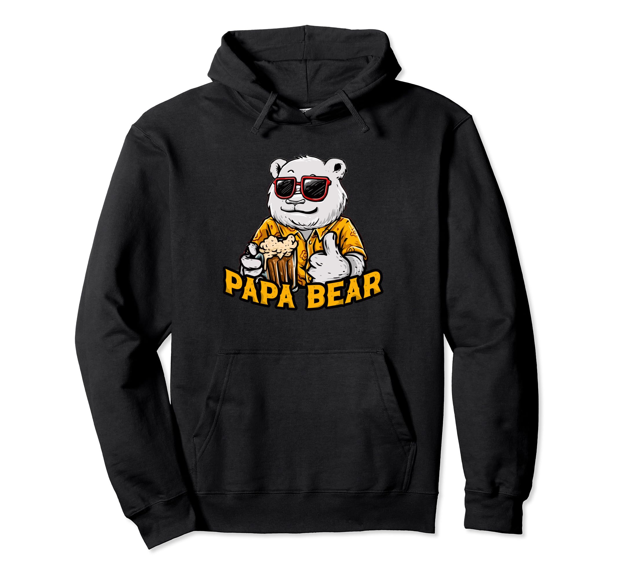 Funny Papa Bear Sunglasses Drinking Hoodie - Novelty Apparel for Adults - T-Shirt, Sweatshirt, Hoodie